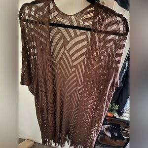 Brown Sheer Knit Cardigan